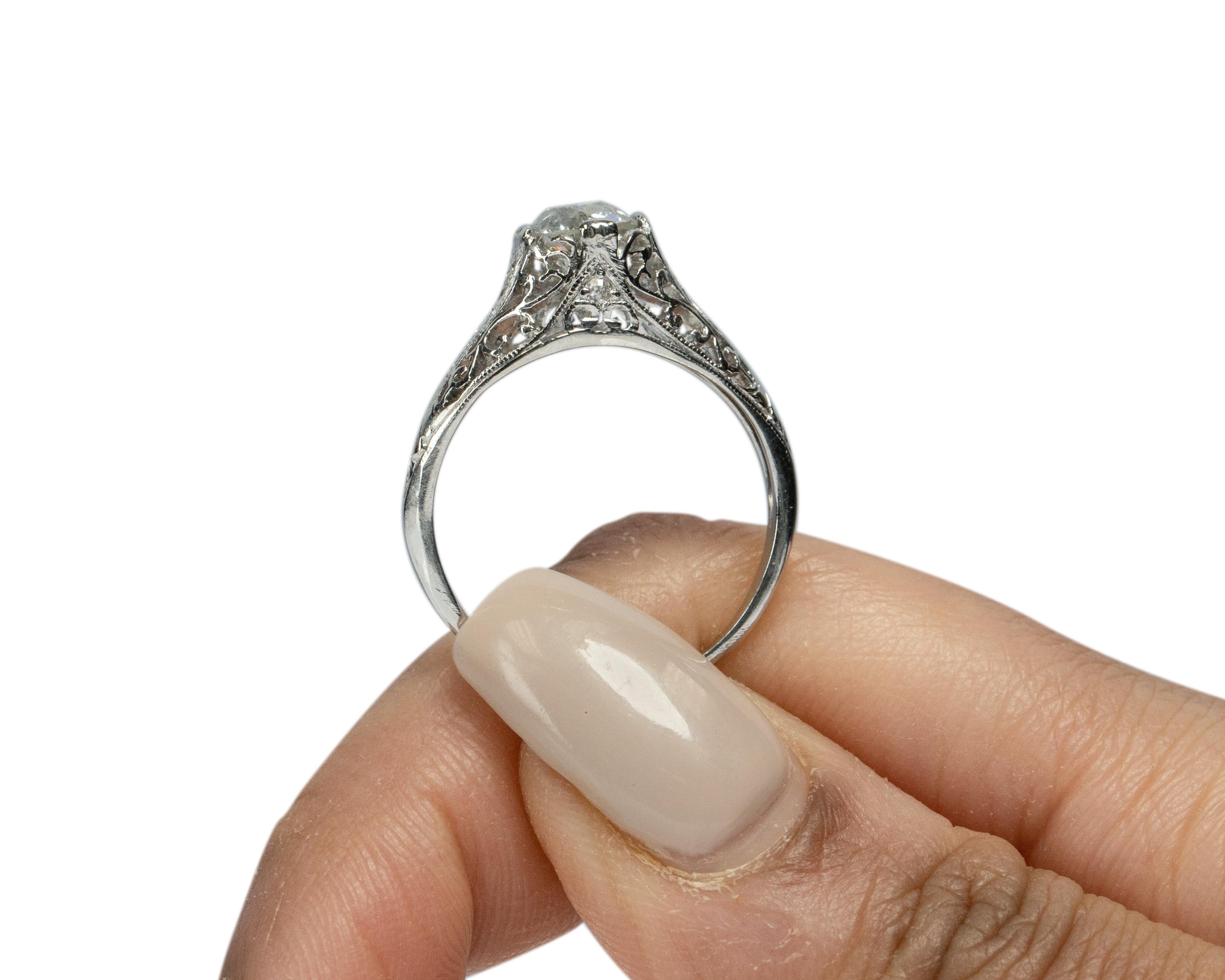.98 Carat Art Deco Diamond Platinum Engagement Ring For Sale 3