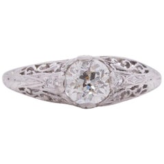 Bague de fiançailles Art déco en platine avec diamants de 0,98 carat