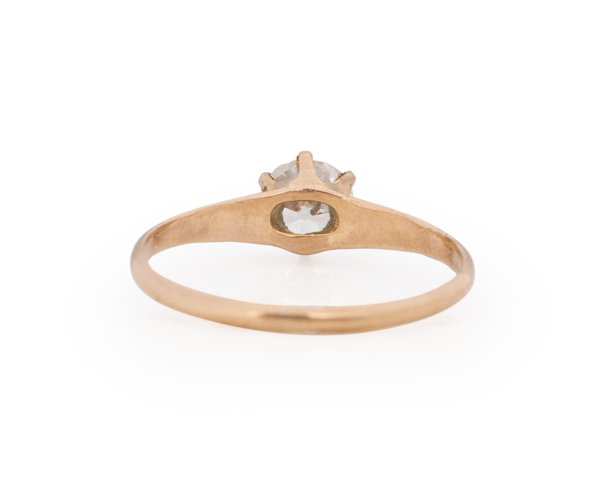 Taille vieille mine Bague de fiançailles de style édouardien en or jaune 14 carats avec diamants de 0,98 carat en vente