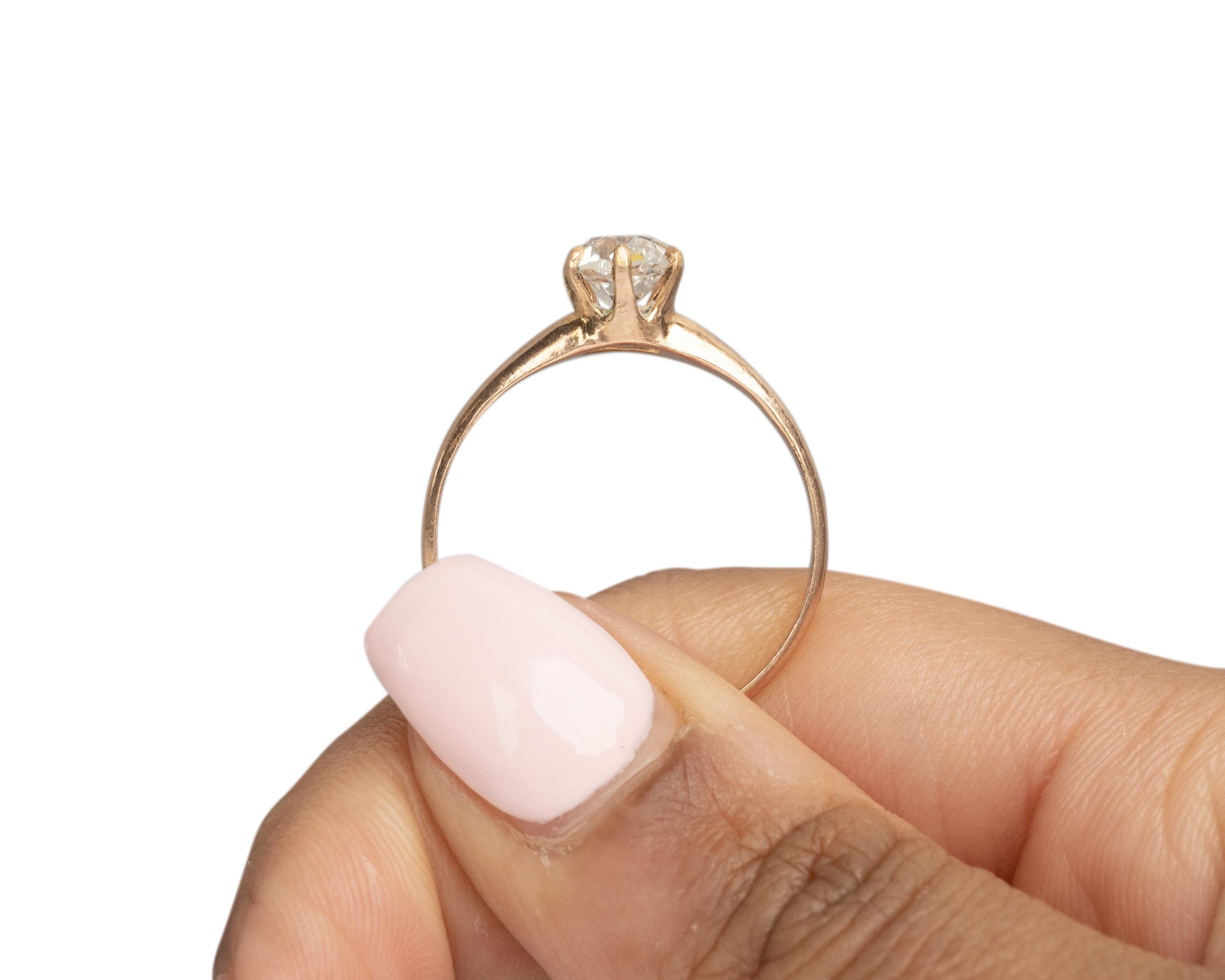 .98 Carat Edwardian Diamond 14 Karat Yellow Gold Engagement Ring For Sale 1