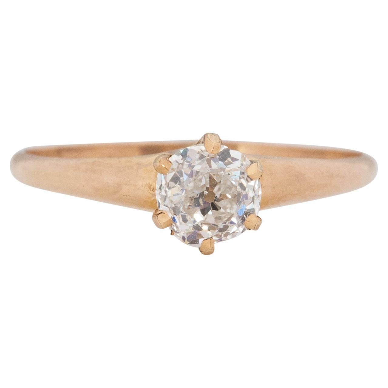 .98 Carat Edwardian Diamond 14 Karat Yellow Gold Engagement Ring For Sale