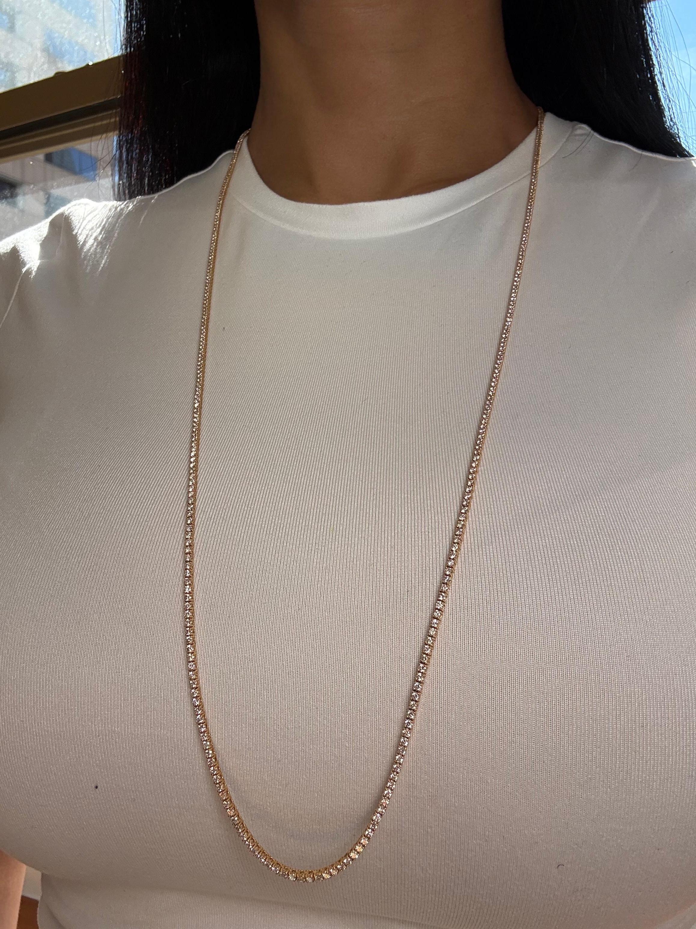 Collier de tennis en or jaune 18 carats avec diamant miné de 9,8 carats en vente 5