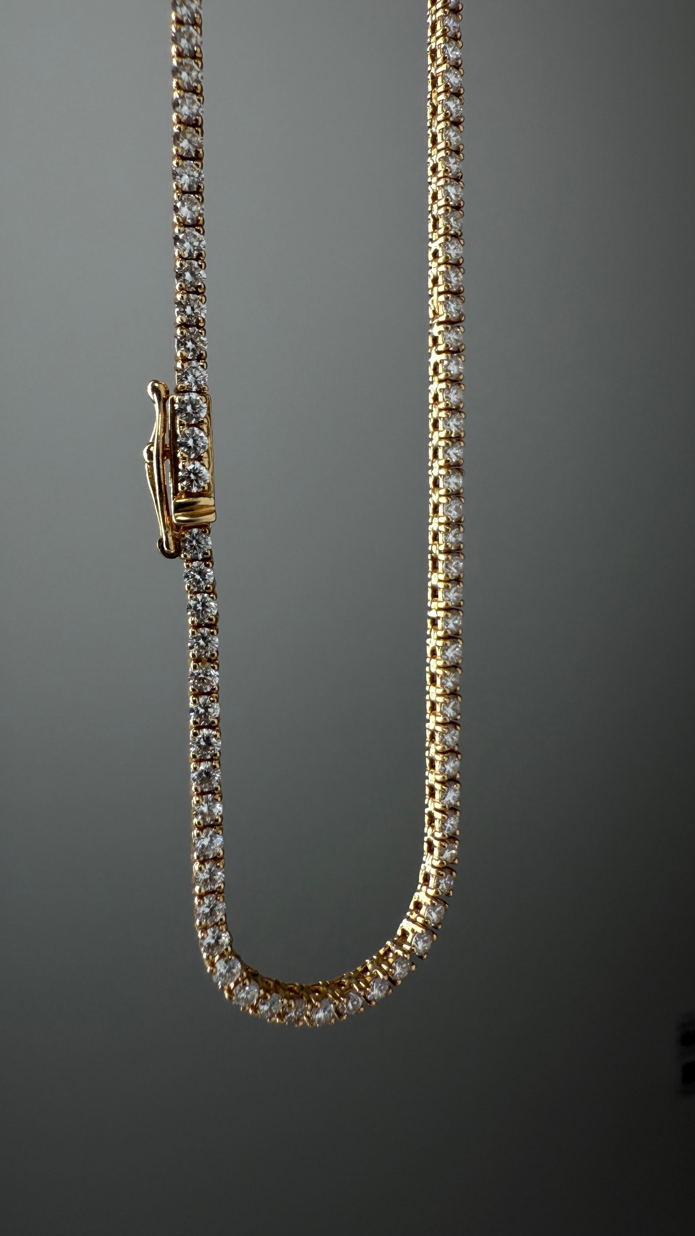 Collier de tennis en or jaune 18 carats avec diamant miné de 9,8 carats Neuf - En vente à New York, NY