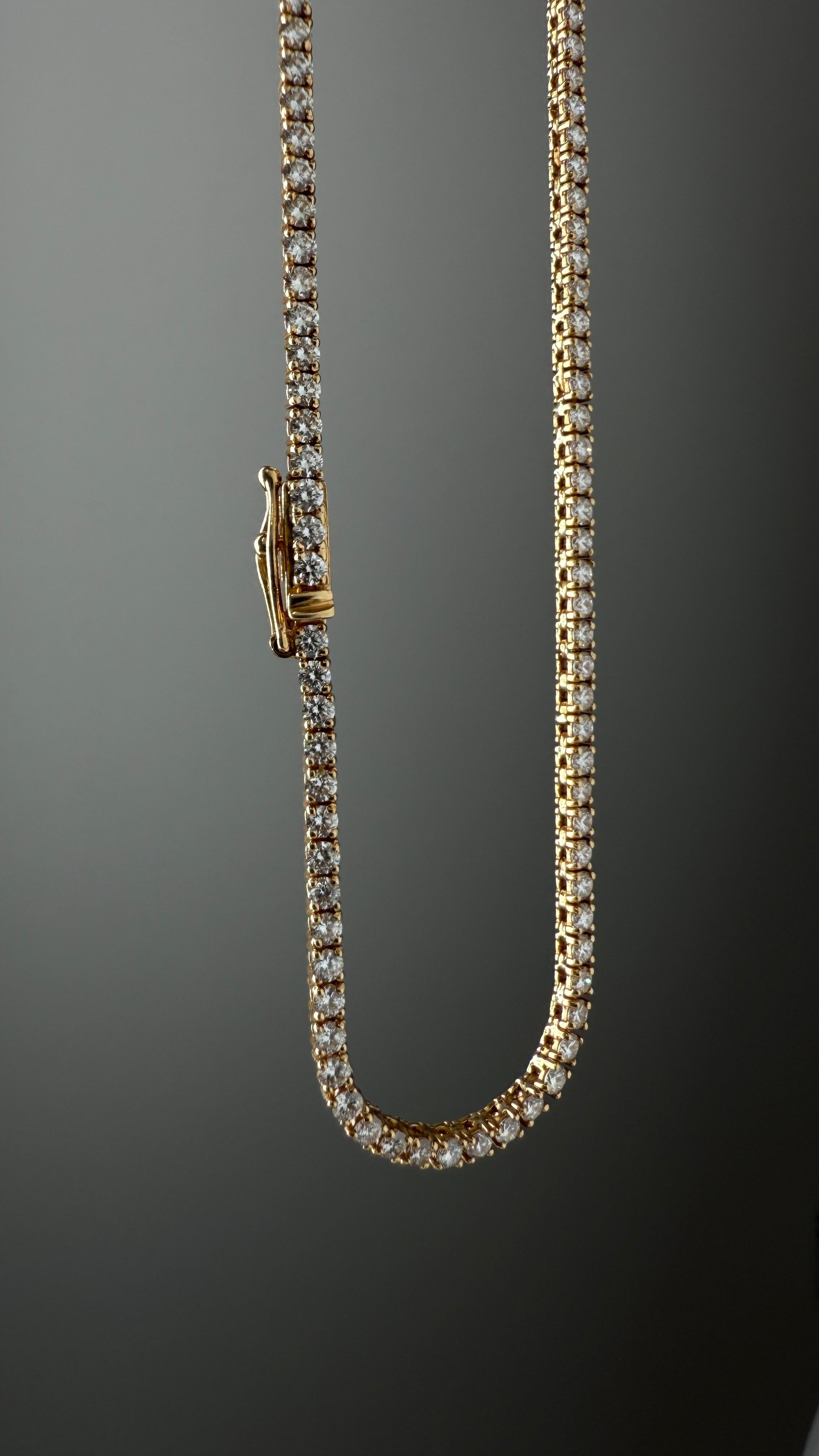 Collier de tennis en or jaune 18 carats avec diamant miné de 9,8 carats Unisexe en vente