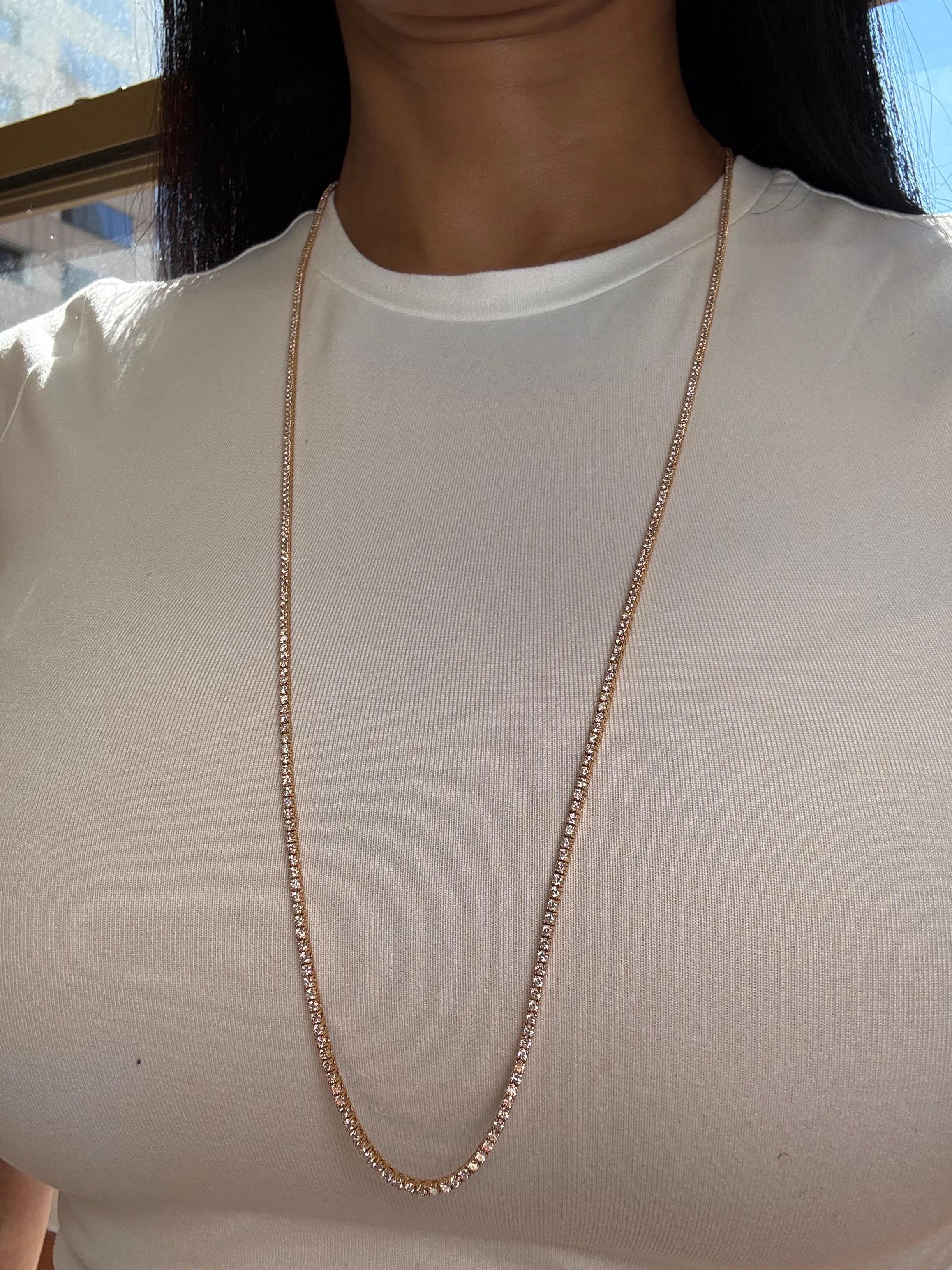 Collier de tennis en or jaune 18 carats avec diamant miné de 9,8 carats en vente 4