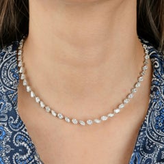 9.8 Carat SI Clarity HI Color Multi Shape Diamond Necklace 18 Karat White Gold