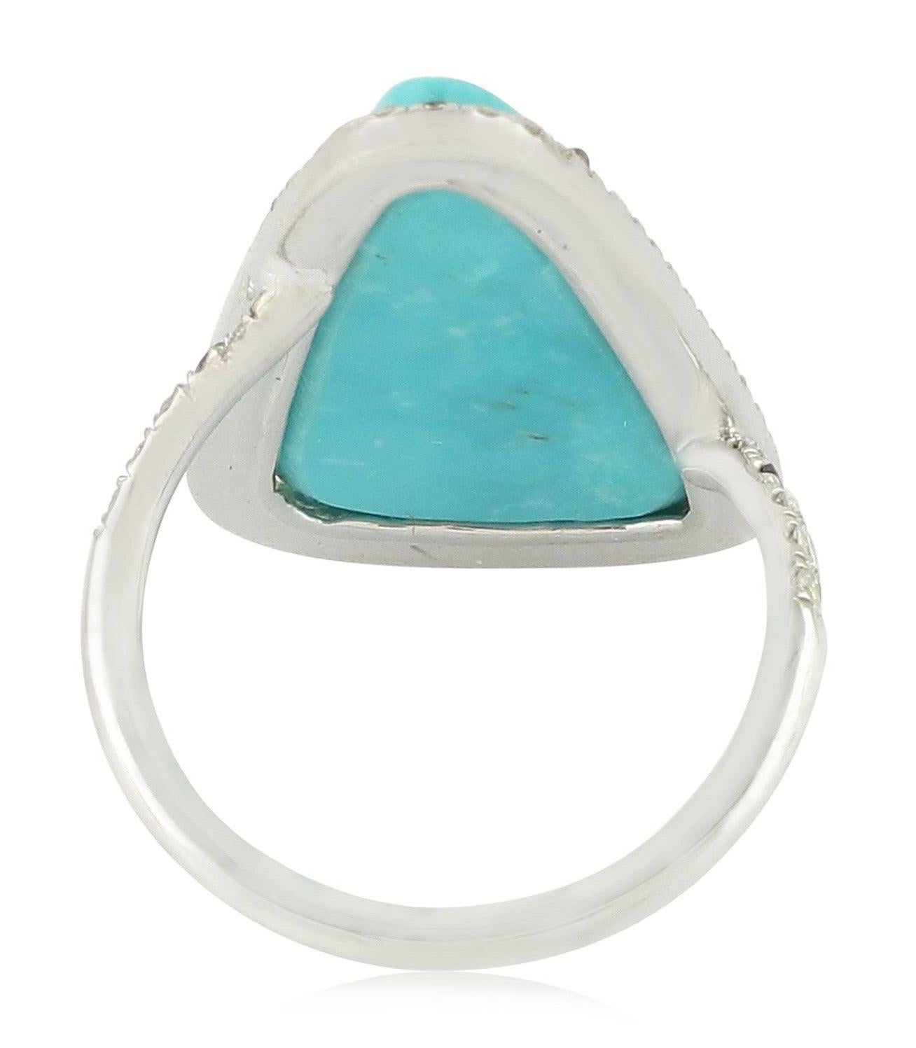 For Sale:  9.8 Carat Turquoise Diamond 18 Karat White Gold Ring 3
