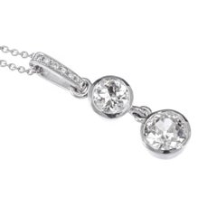 .98 Carat Two Diamond Platinum Pendant Necklace