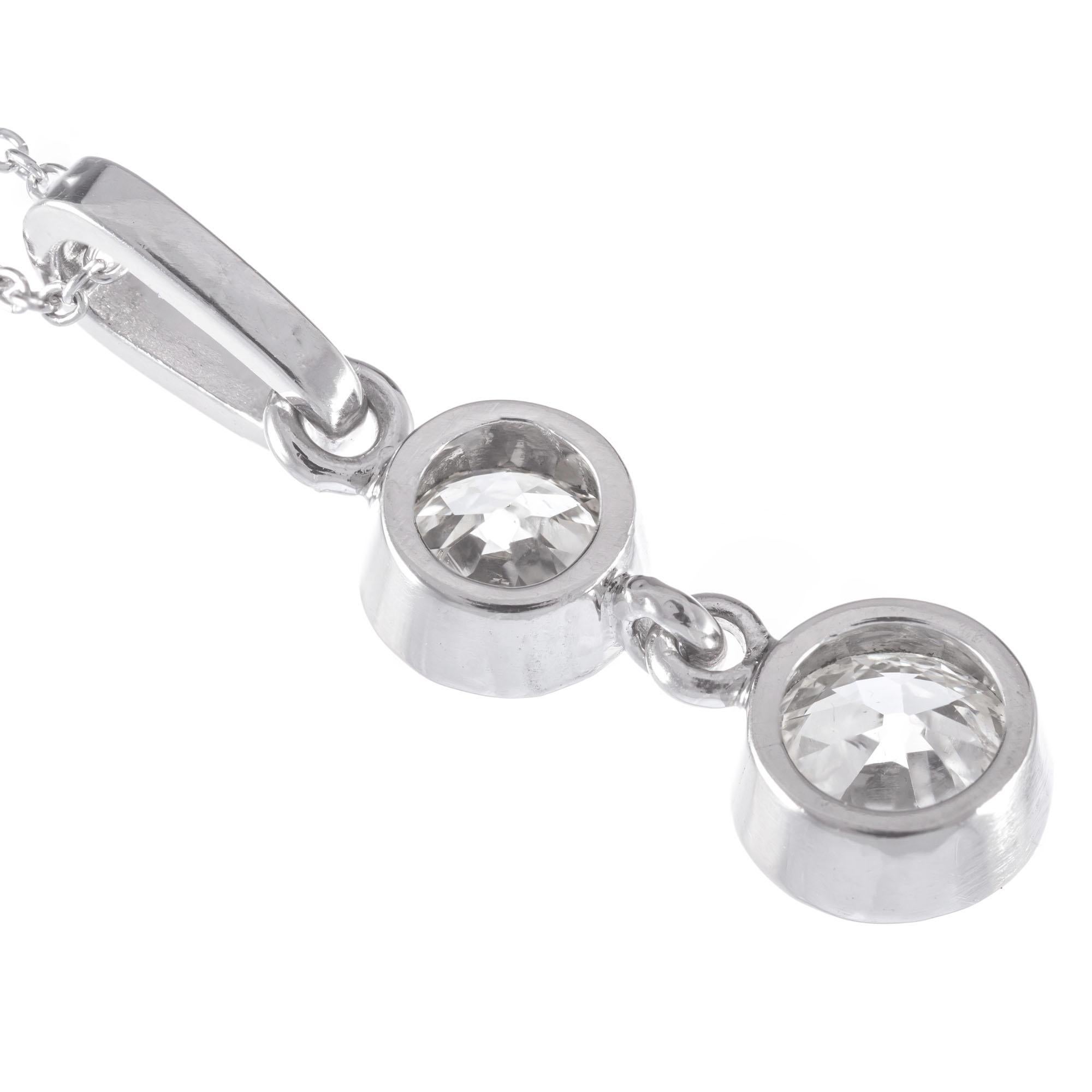 Women's .98 Carat Two Diamond Platinum Pendant Necklace