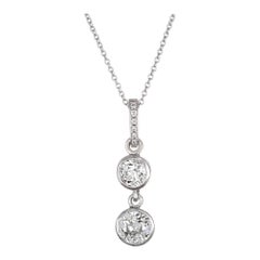 .98 Carat Two Diamond Platinum Pendant Necklace