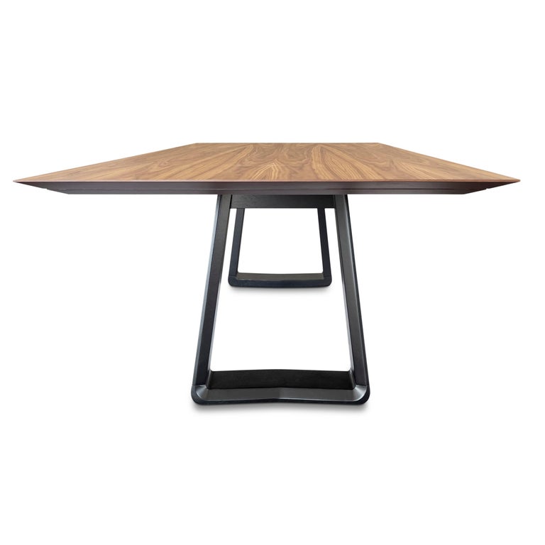 Wing Dining Table with a Chamfered Walnut Veneered Table Top and Black Base  For Sale at 1stDibs