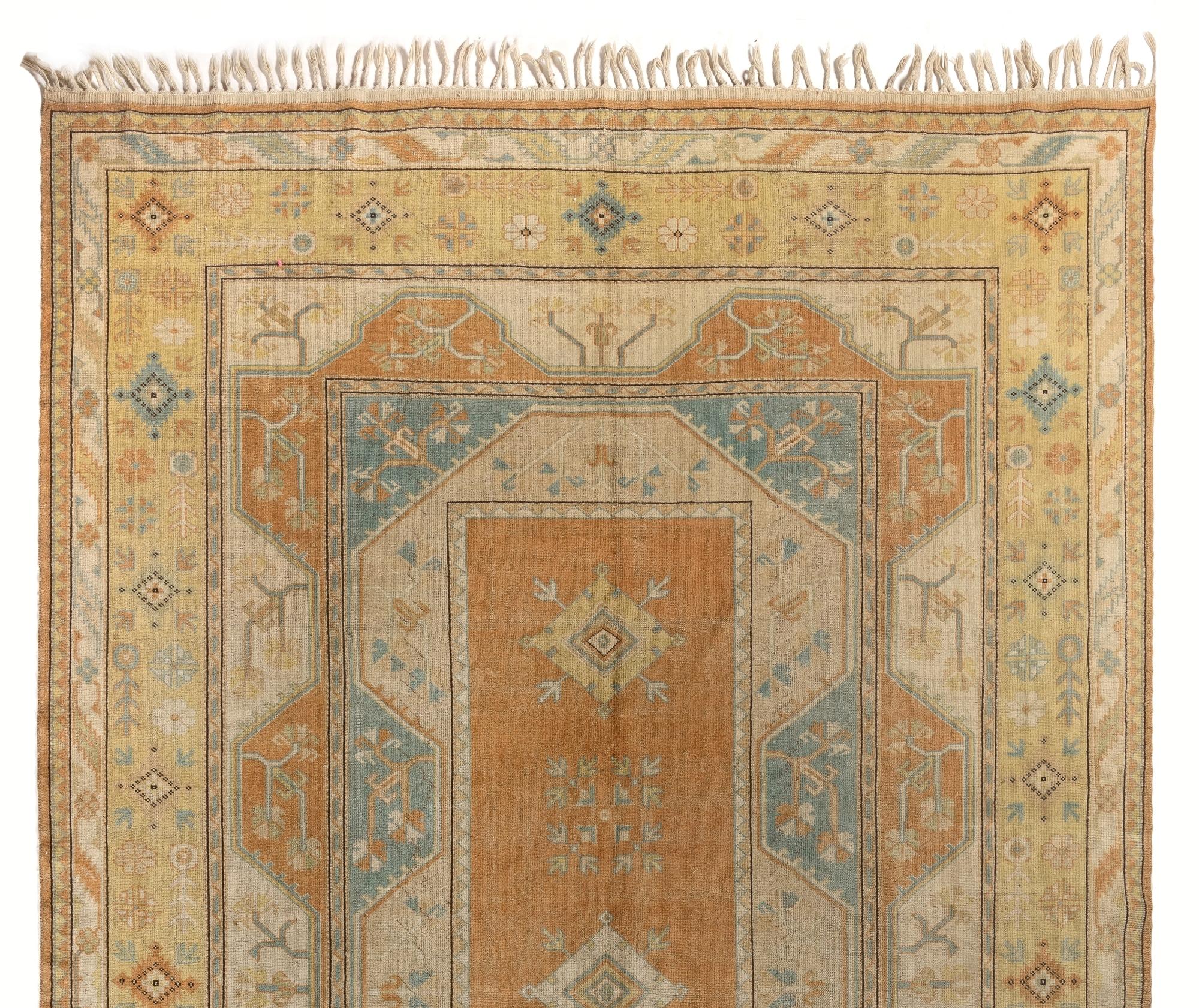 Oushak 9.7x13.6 Ft Vintage Melas Large Rug, Soft Earthy Colors, Wool Handmade Carpet For Sale