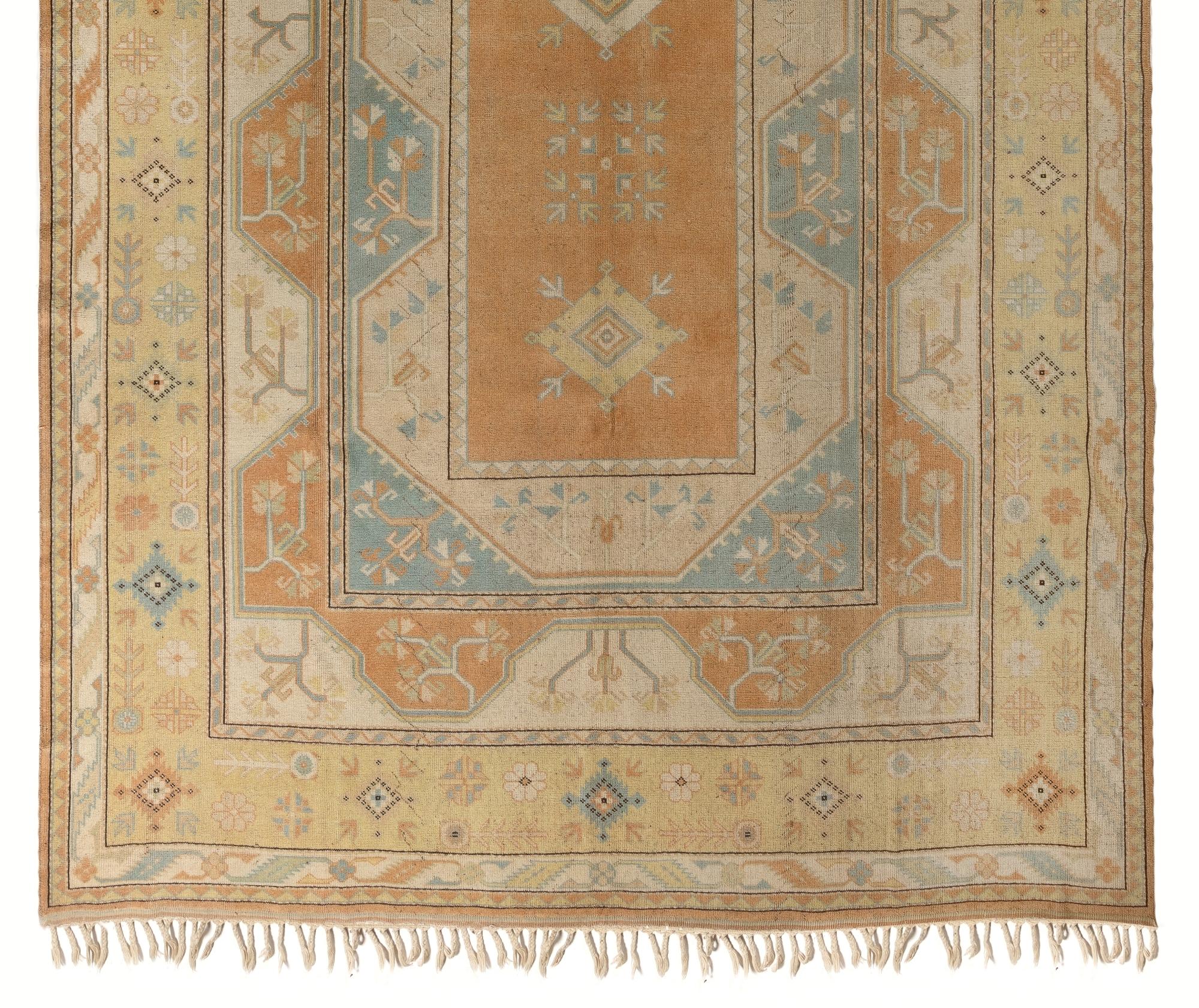 Turkish 9.7x13.6 Ft Vintage Melas Large Rug, Soft Earthy Colors, Wool Handmade Carpet For Sale