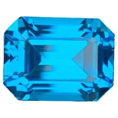 9.80 Carat Glamorous Faceted Swiss Blue Topaz Emerald Shape Gemstone