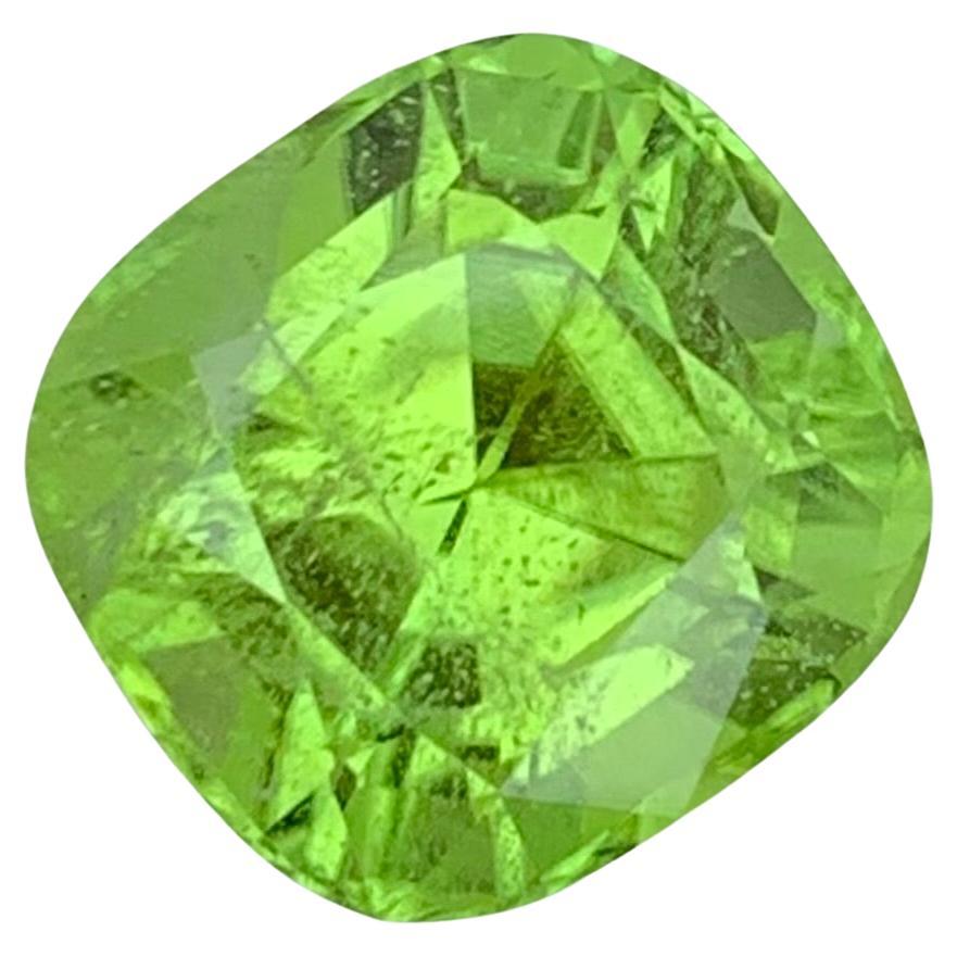 9.80 Carat Natural Loose Apple Green Peridot Cushion Shape Gem For Necklace  For Sale