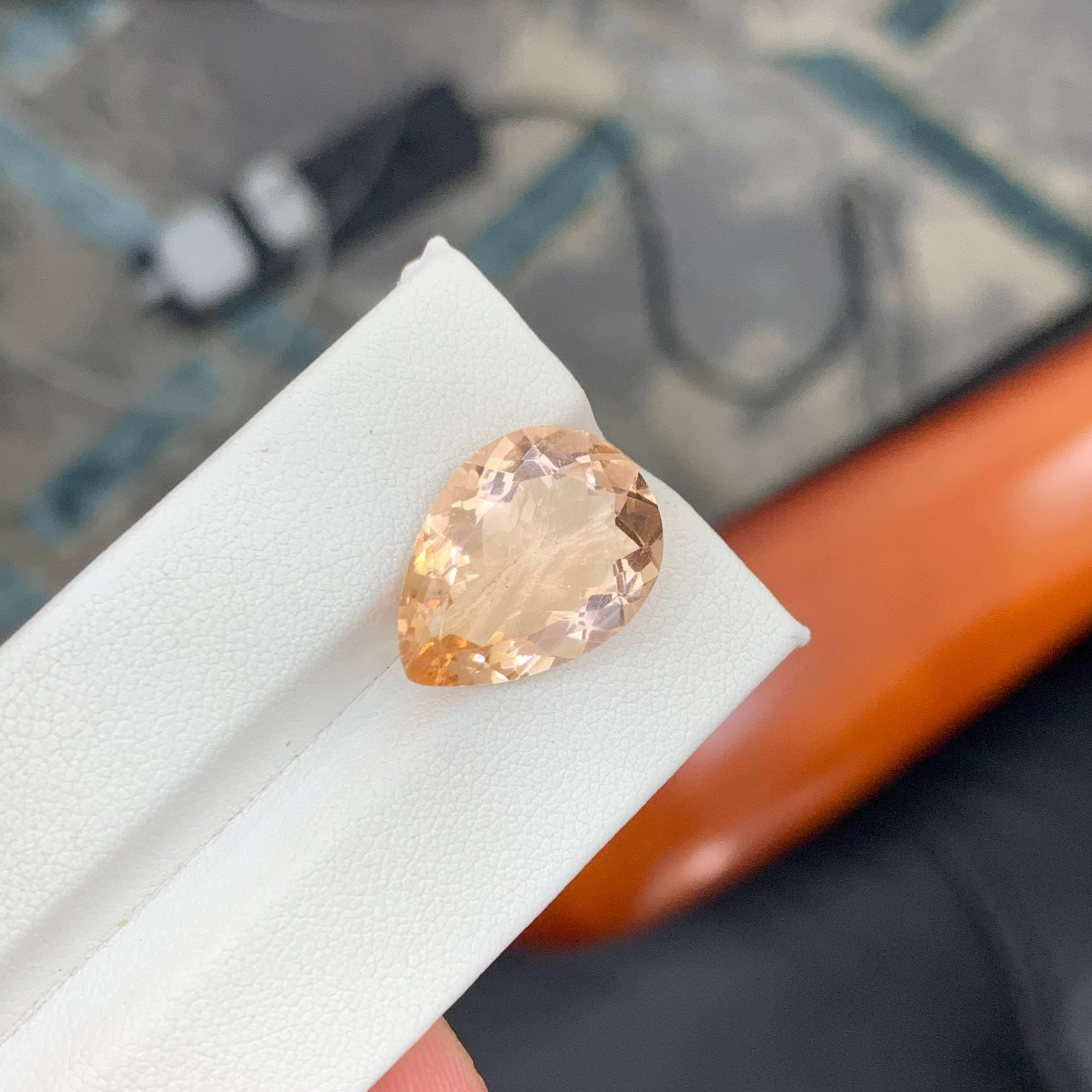 9,80 Karat Natürlicher loser Pfirsich Morganit Stein Birnenschliff Afrikanischer Edelstein im Angebot 2