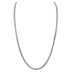 9,80 Karat runder Brillantschliff Diamant-Tennis-Halskette 14 Karat Weißgold 18''