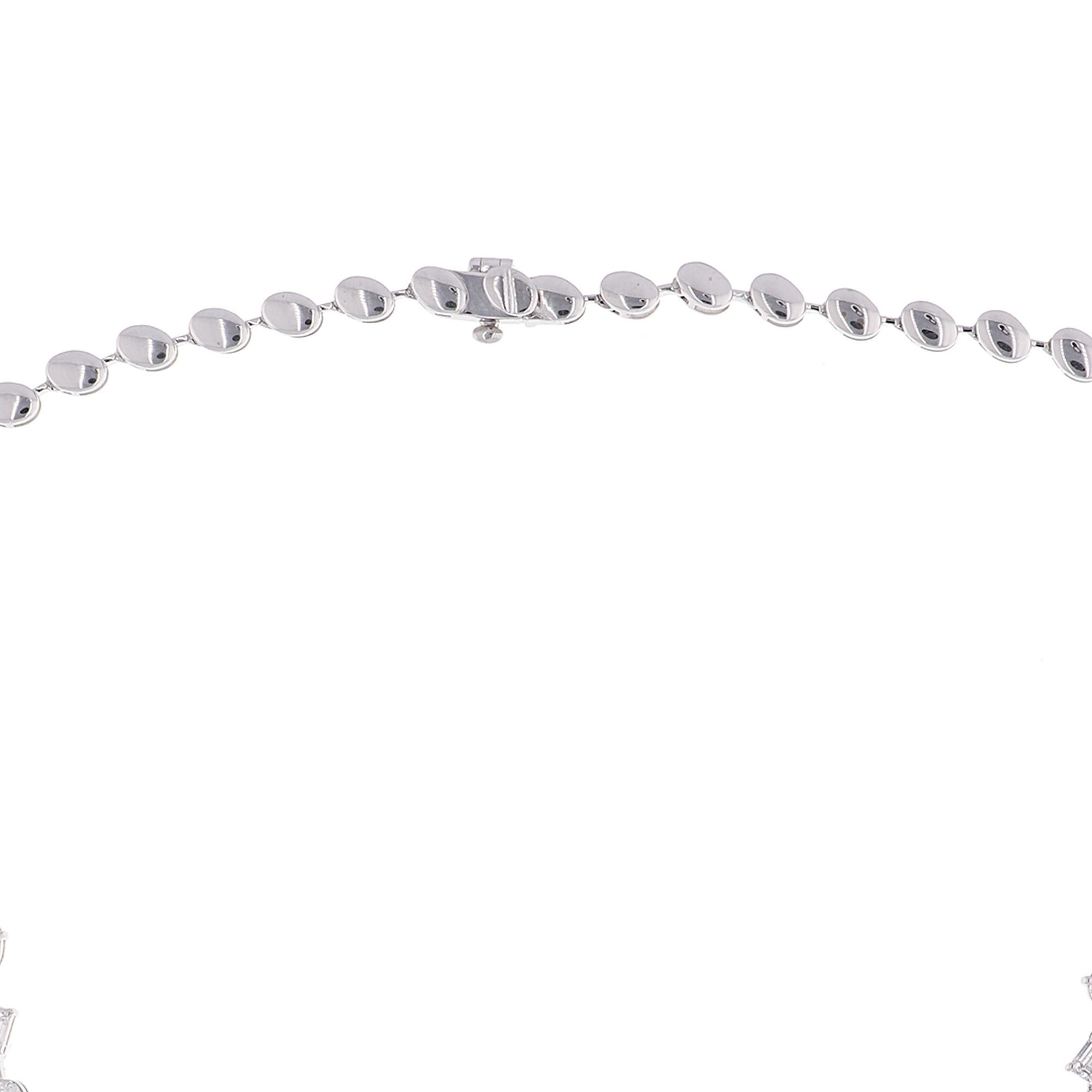 9.80 Carat SI Clarity HI Color Multi Shape Diamond Necklace 14 Karat White Gold In New Condition For Sale In Diera, Dubai