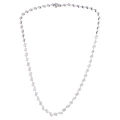 9.80 Carat SI Clarity HI Color Multi Shape Diamond Necklace 14 Karat White Gold