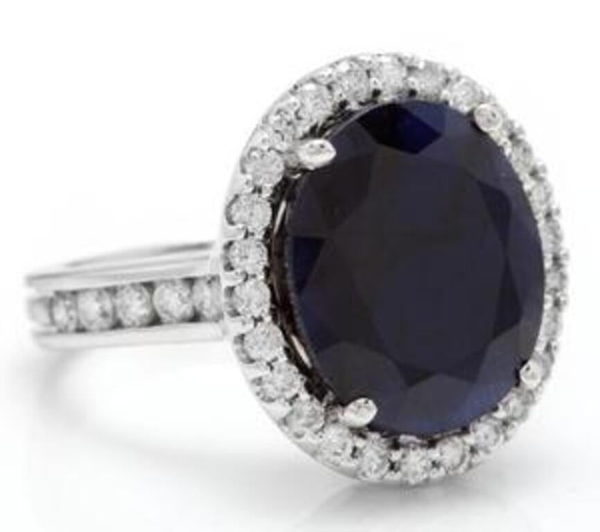 9.80 Karat Natürlicher Saphir und Diamant 14K Massiv Weißgold Ring

Gesamtgewicht des natürlichen Saphirs im Ovalschliff: Ca. 8,80 Karat

Saphir Maße: Ca. 13,50 x 11,30 mm

Sapphire Behandlung: Diffusion

Natürliche runde Diamanten Gewicht: Ca. 1,00