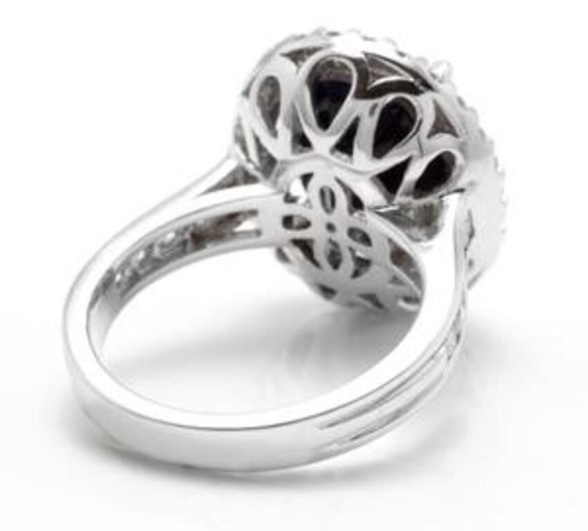Ring aus 14 Karat massivem Weißgold mit 9,80 Karat natürlichem Saphir und Diamant im Zustand „Neu“ im Angebot in Los Angeles, CA