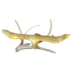 980′ Coffee Table Alain Chervet Eagle With Spread Wings Brass and Iron Signed