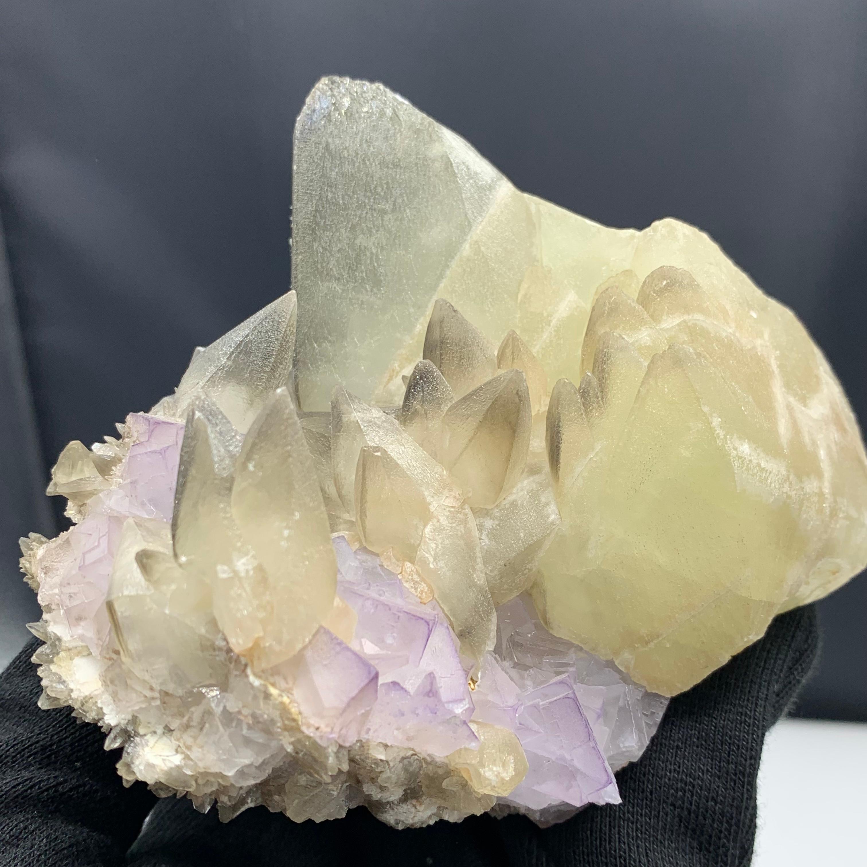 980 Gram Glorious Calcite With Florite Bunch From Balochistan, Pakistan  For Sale 2
