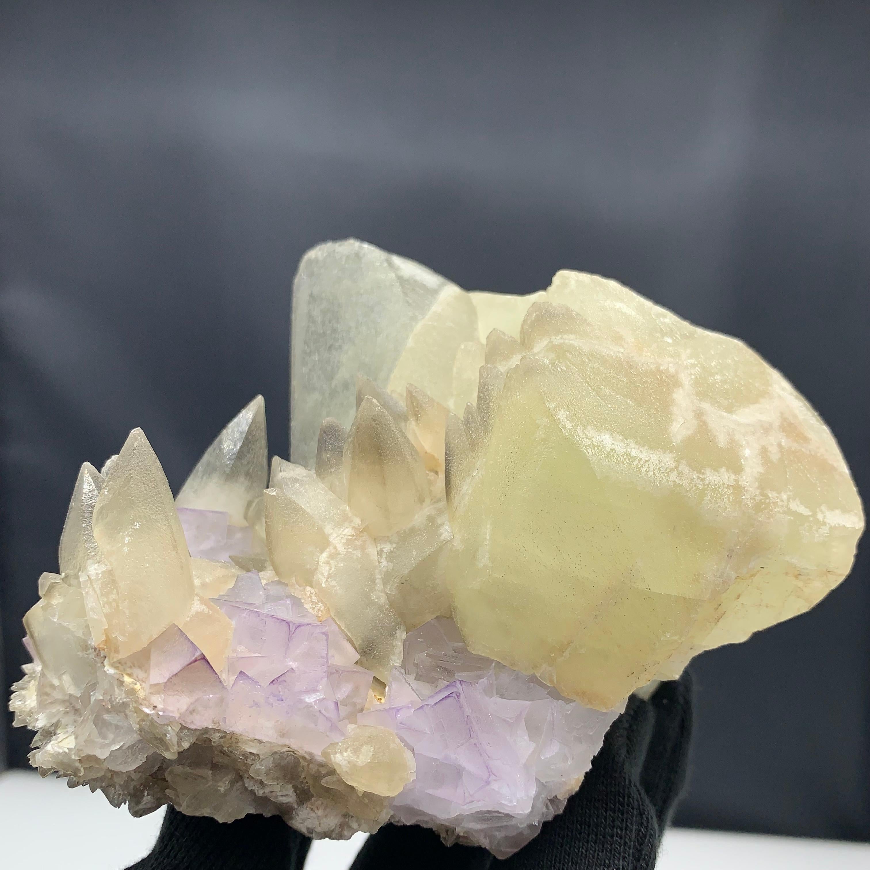980 Gram Glorious Calcite With Florite Bunch From Balochistan, Pakistan  For Sale 3