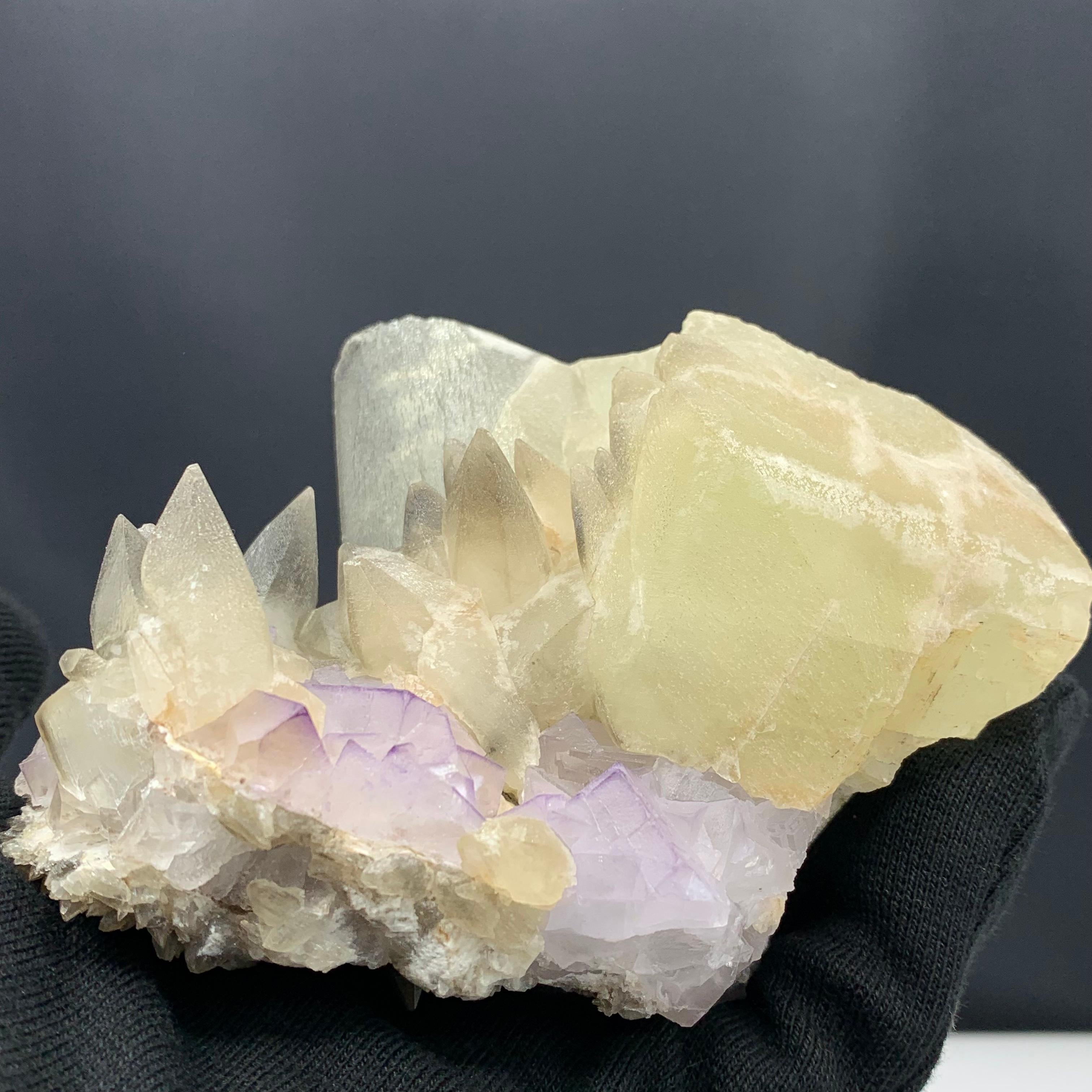 980 Gram Glorious Calcite With Florite Bunch From Balochistan, Pakistan  For Sale 4