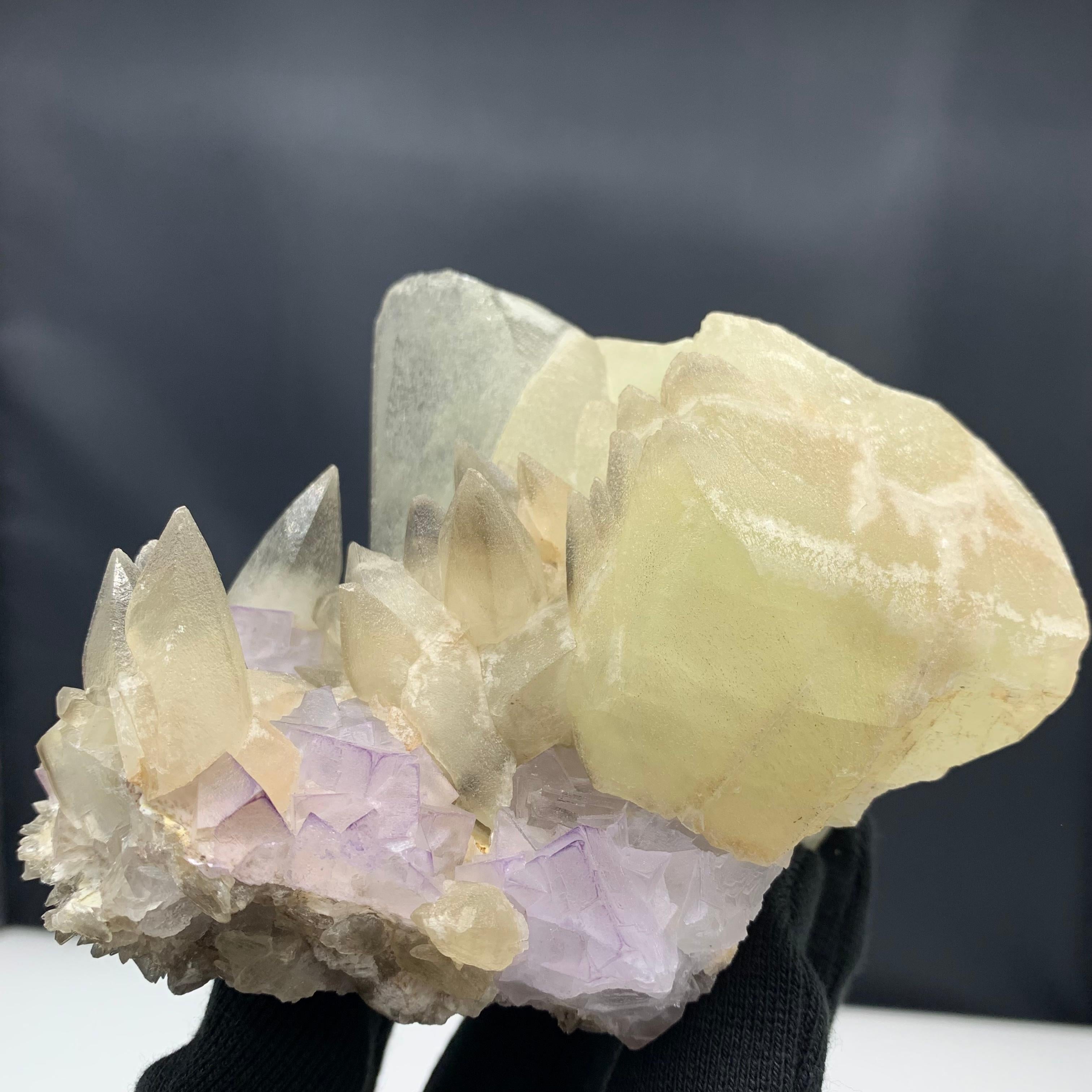 980 Gram Glorious Calcite With Florite Bunch From Balochistan, Pakistan  For Sale 5