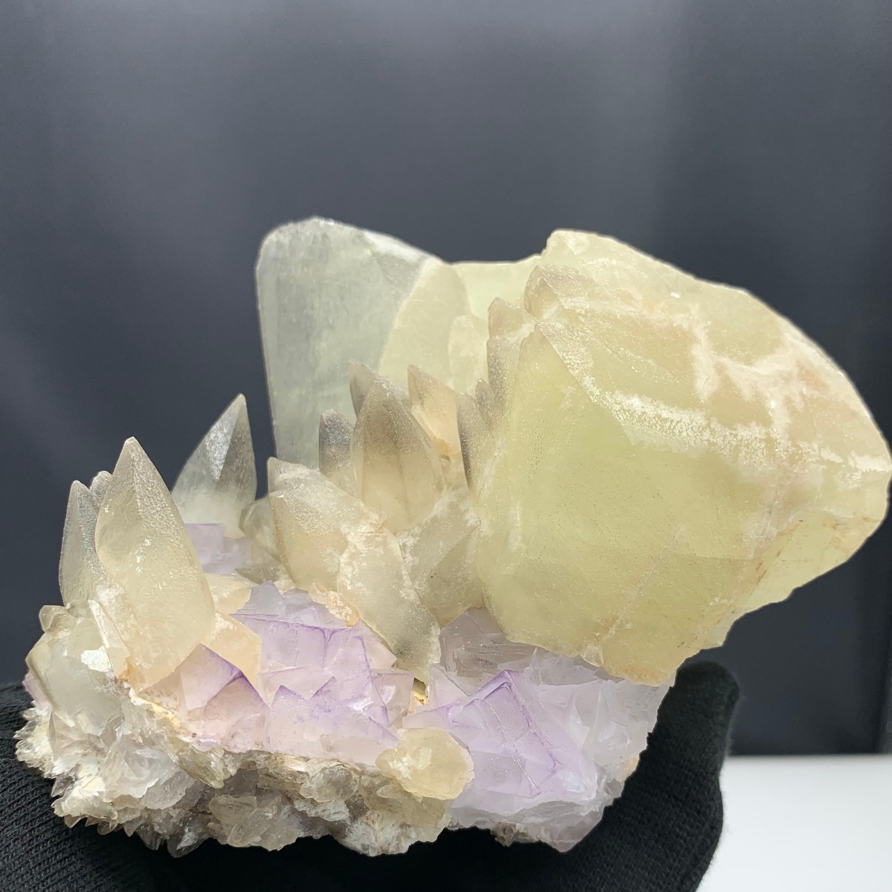 980 Gram Glorious Calcite With Florite Bunch From Balochistan, Pakistan  For Sale 7