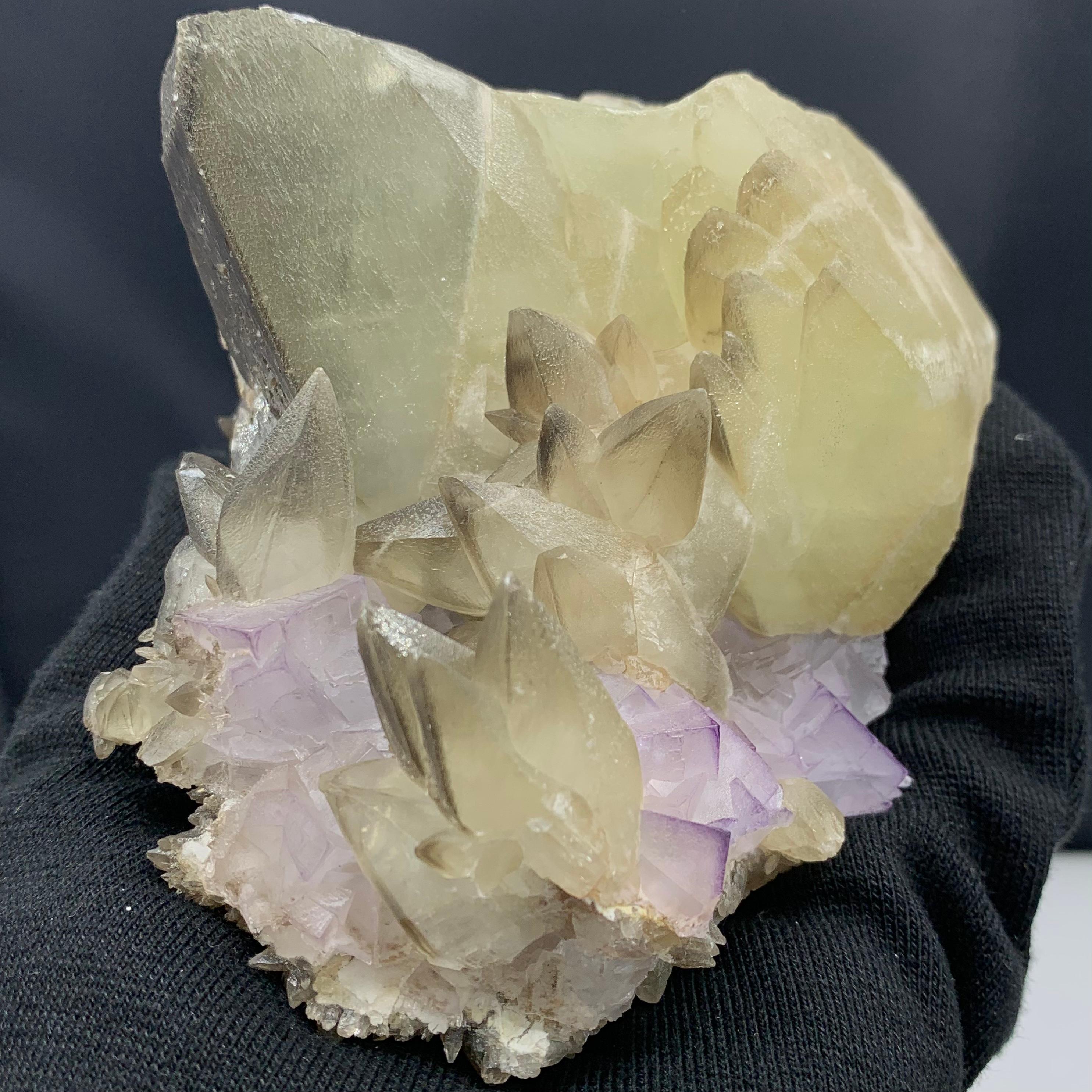Adam Style 980 Gram Glorious Calcite With Florite Bunch From Balochistan, Pakistan  For Sale