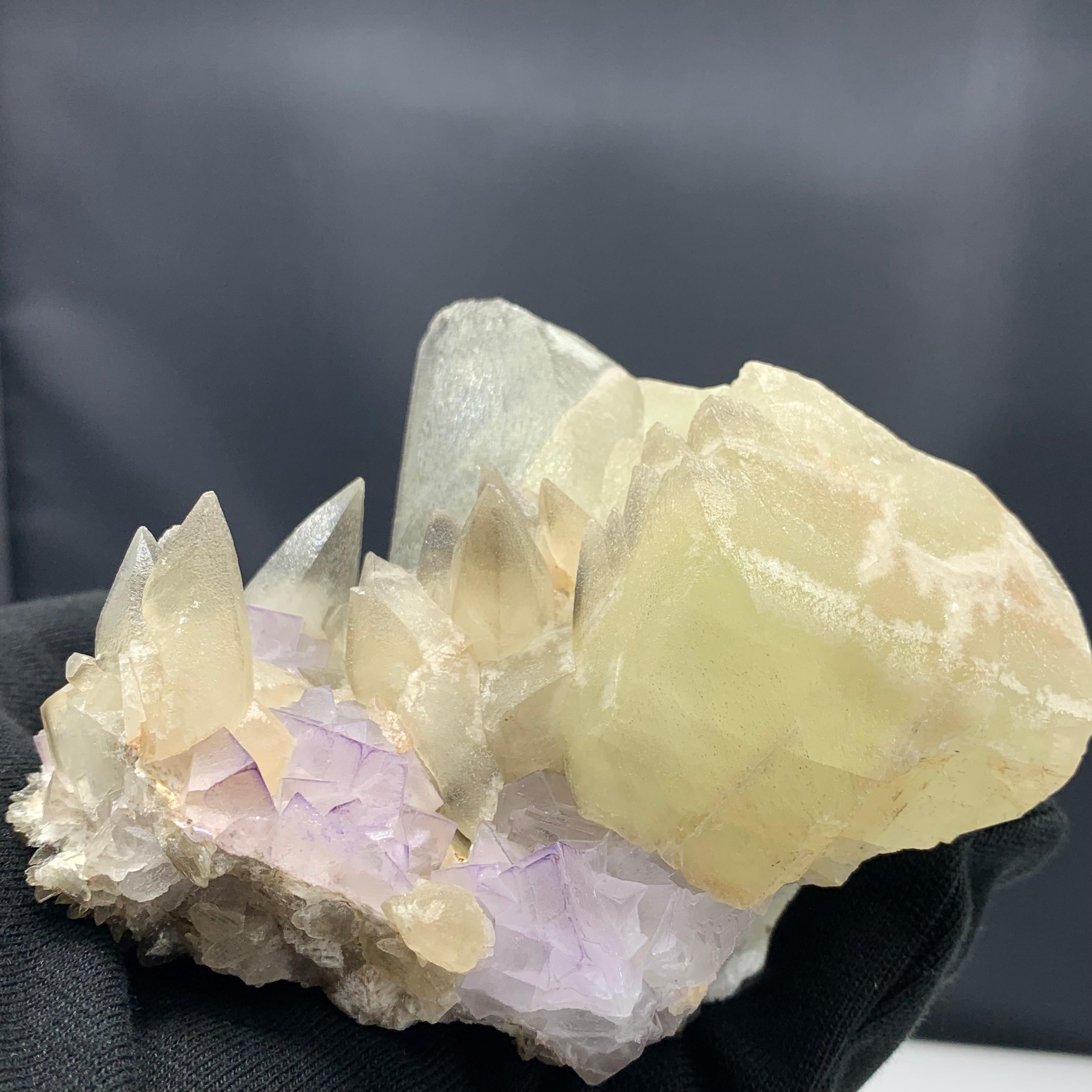 980 Gram Glorious Calcite With Florite Bunch From Balochistan, Pakistan  For Sale 1