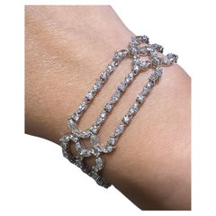 9,80 quilates Pulsera de tenis con diamantes talla redonda y marquesa de fantasía de tres filas