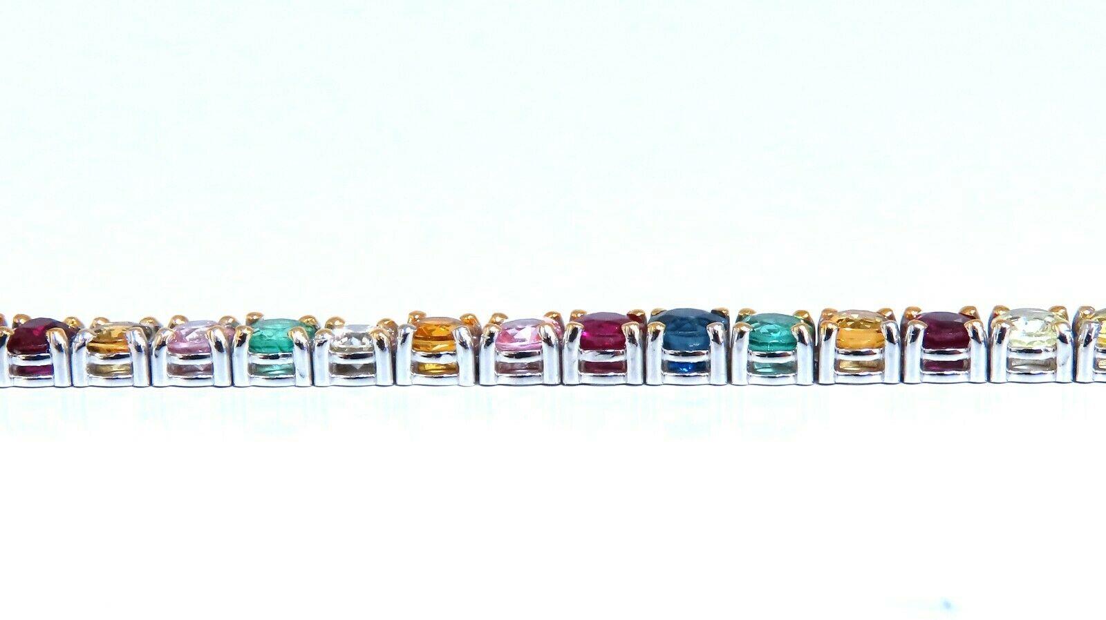 Women's or Men's 9.80ct Natural Ruby Emerald Sapphires Diamond Tennis Bracelet 14kt Gem Line For Sale