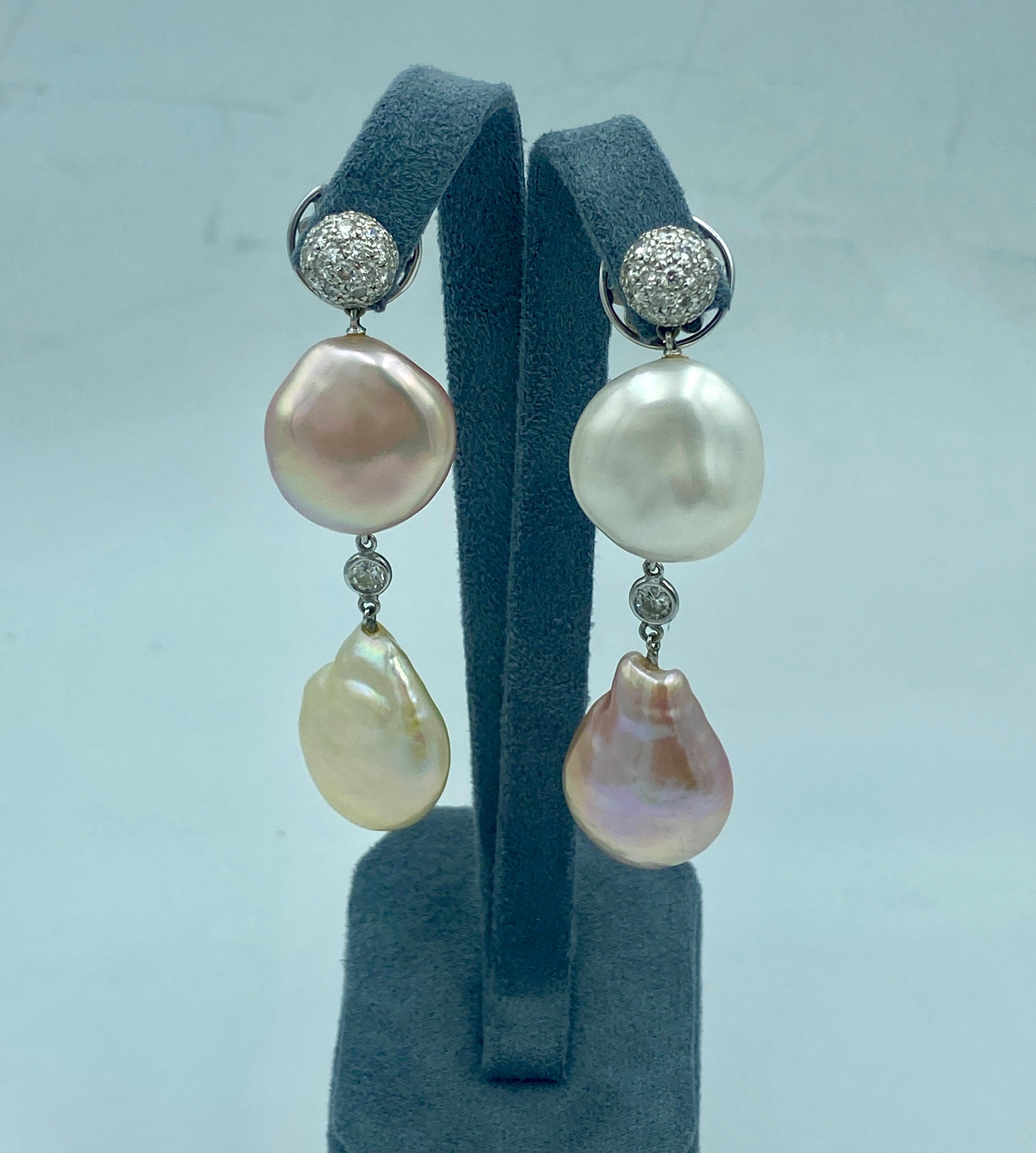 !980s Adler multicoloured pearl and diamond necklace and earring set For Sale 3