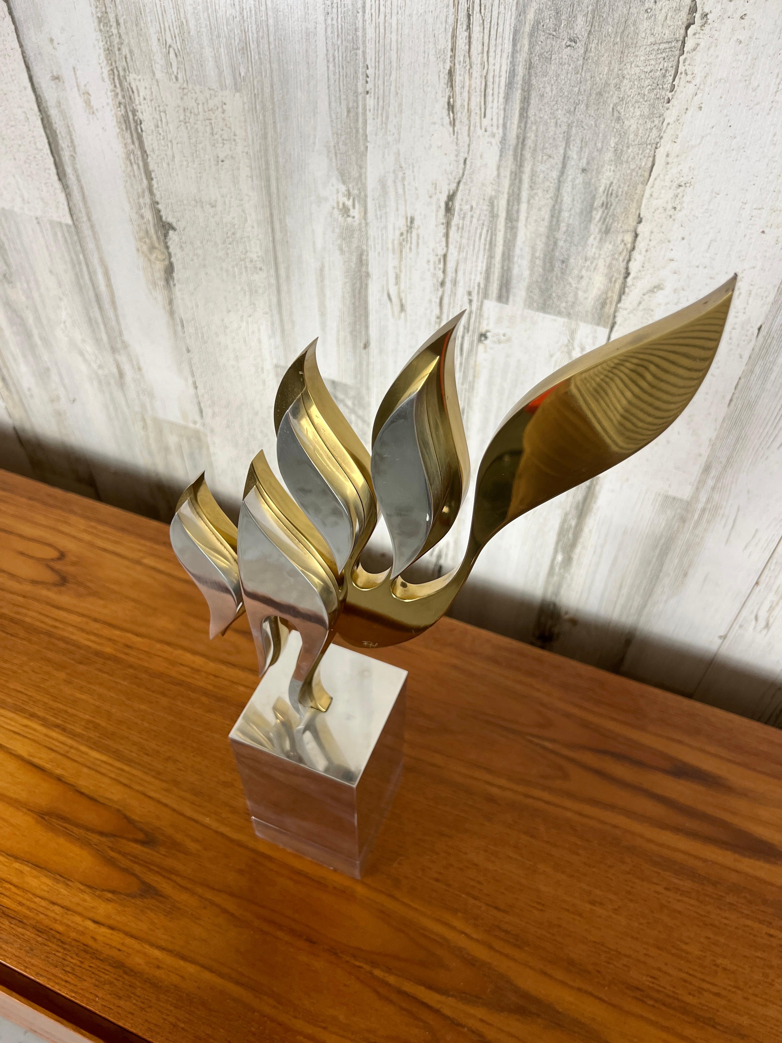 1980's Aluminum and Brass Sculpture by Michel For Sale 6