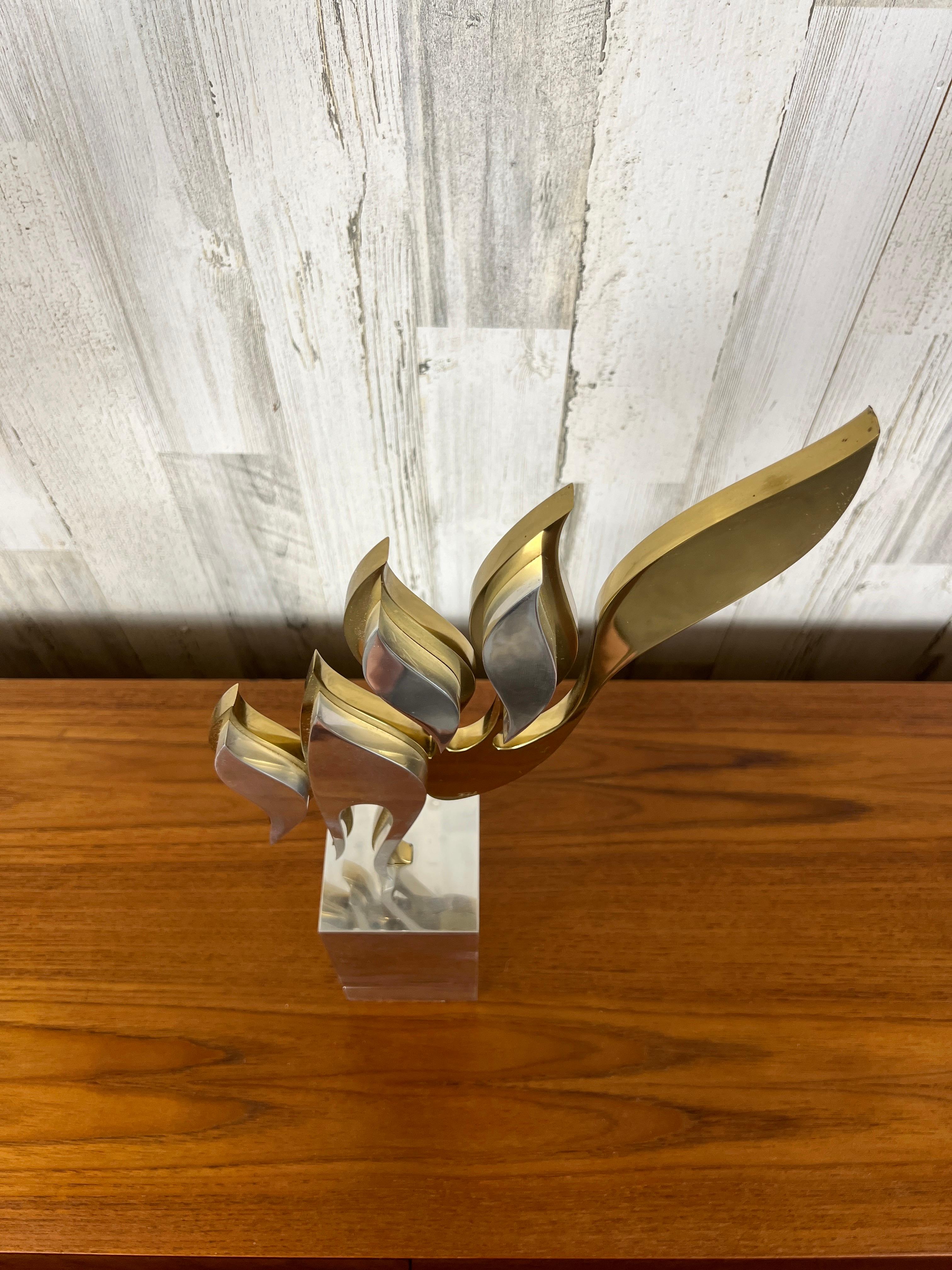 1980's Aluminum and Brass Sculpture by Michel For Sale 8
