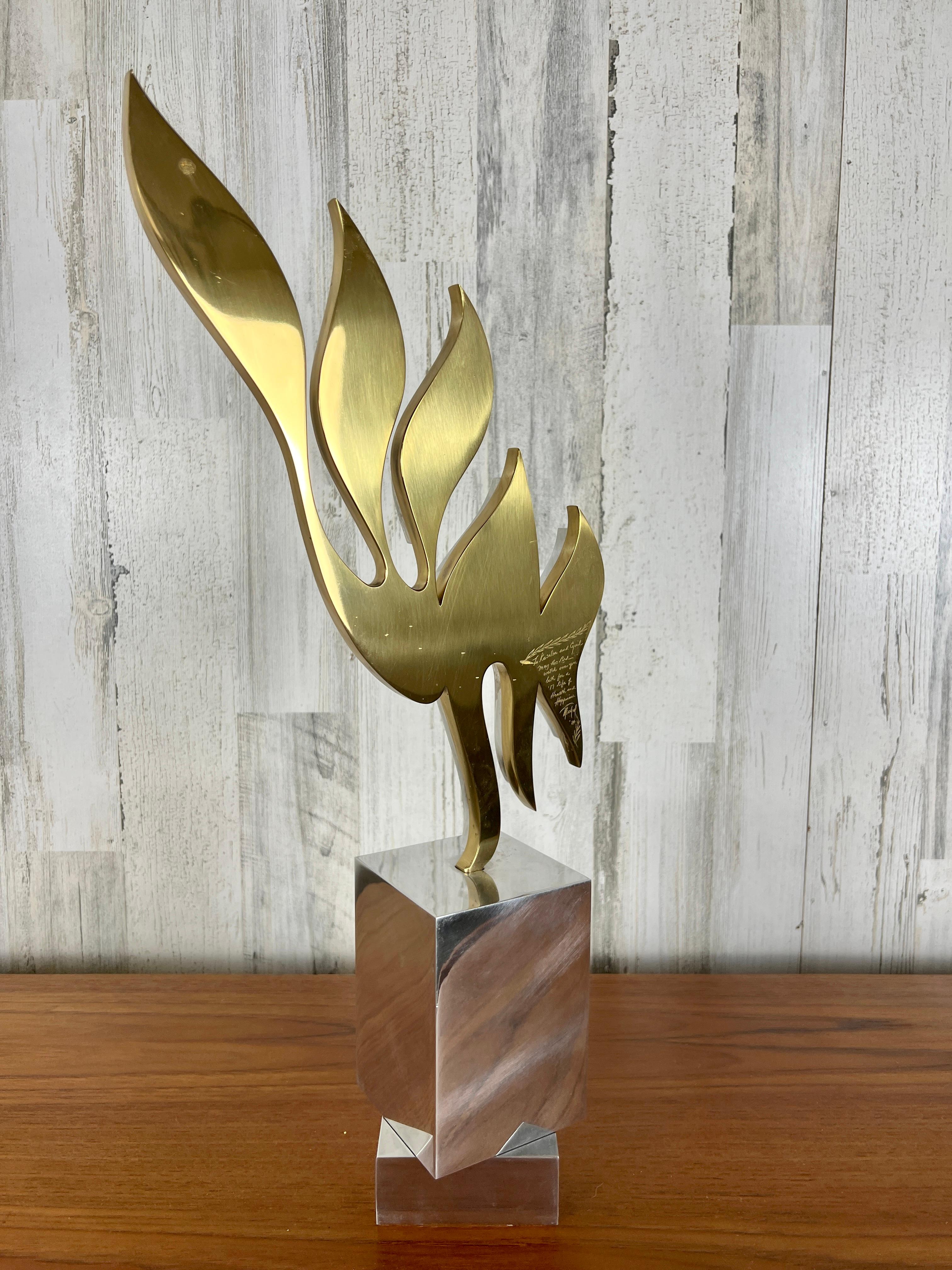 1980's Aluminum and Brass Sculpture by Michel For Sale 1