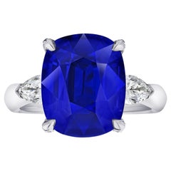 9.81 Carat Cushion Blue Sapphire and Diamond Ring