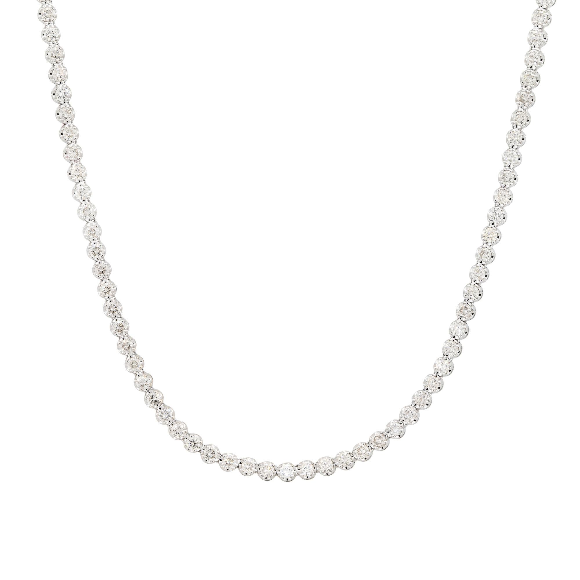 Collier tennis en diamants de 9,81 carats avec chaînes en métal 14 carats, en stock Pour femmes en vente