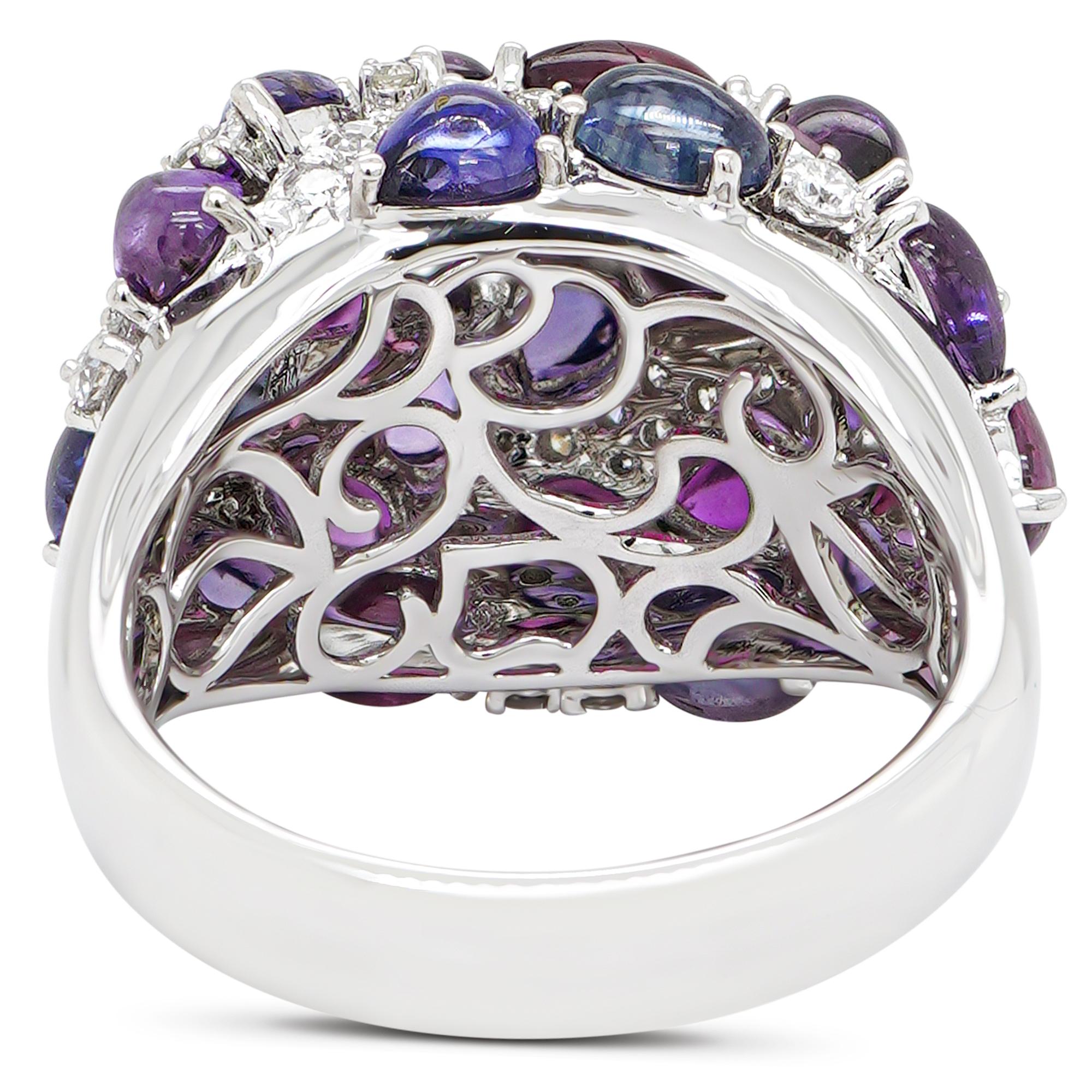 Art Deco 9.81 Carat No Heat 'Nebula' Color Sapphire 18K Candy Designer Ring For Sale