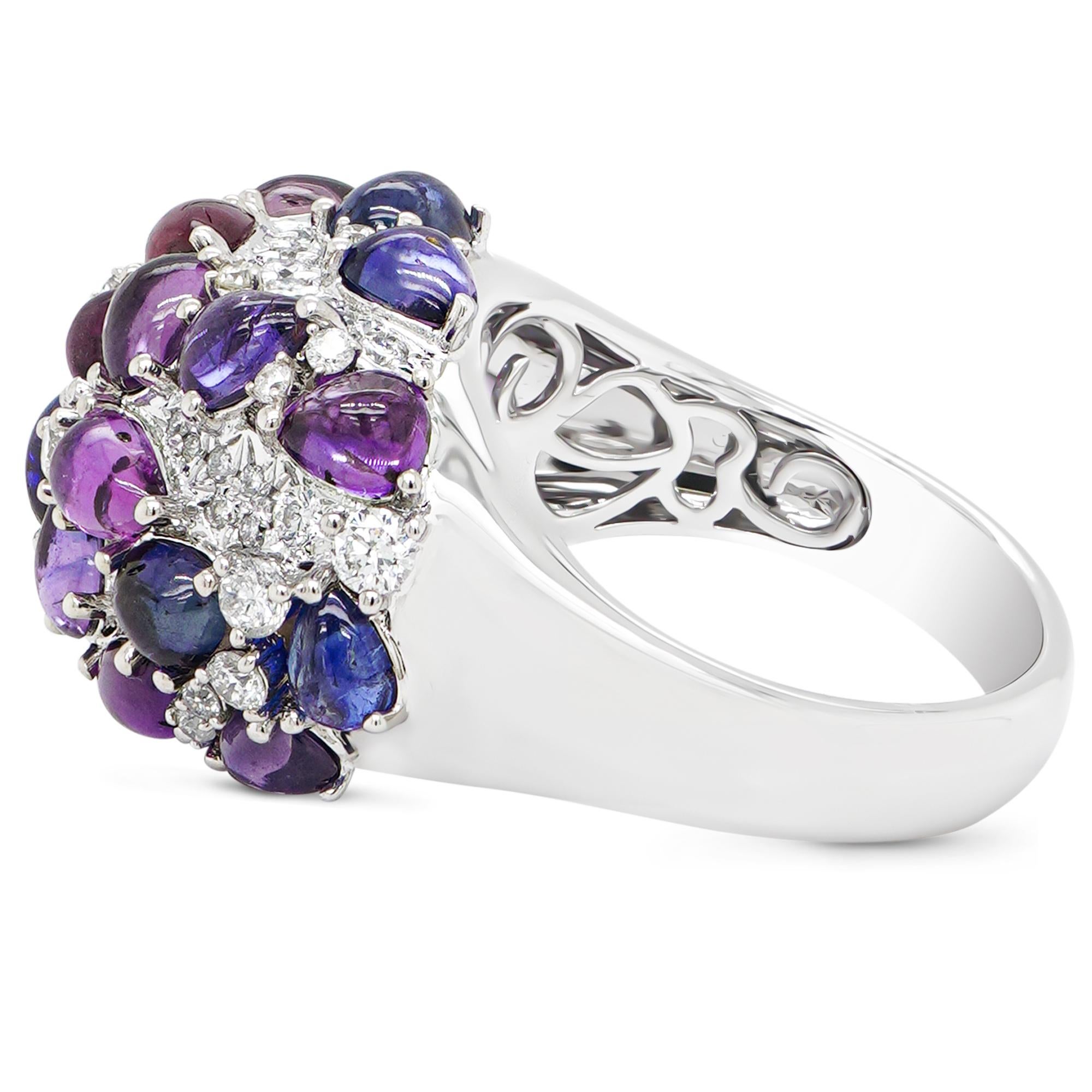 Round Cut 9.81 Carat No Heat 'Nebula' Color Sapphire 18K Candy Designer Ring For Sale