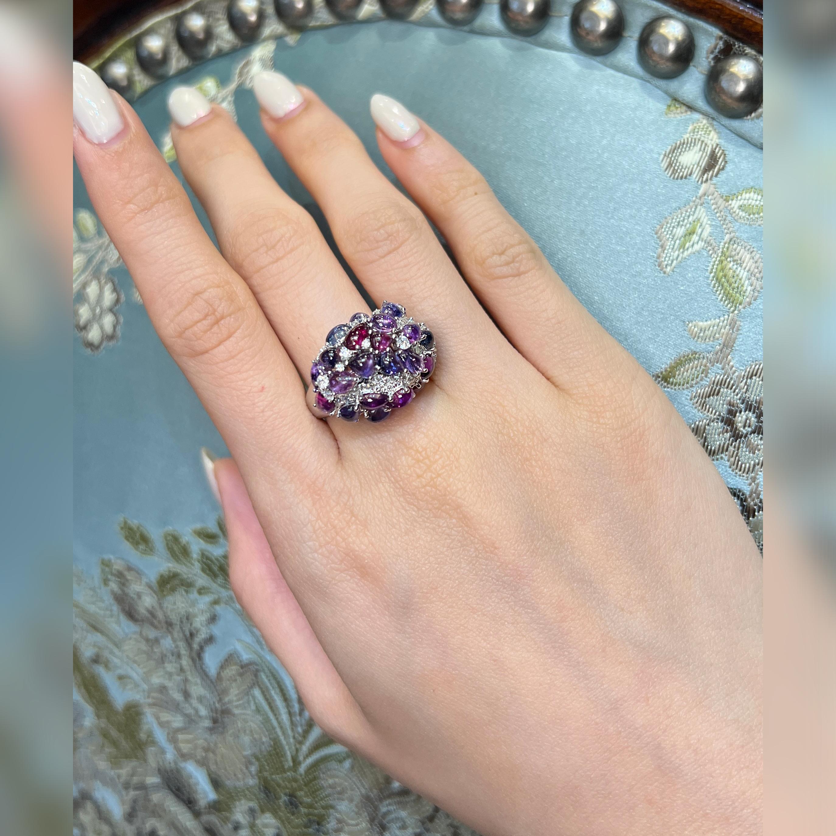 Women's or Men's 9.81 Carat No Heat 'Nebula' Color Sapphire 18K Candy Designer Ring For Sale