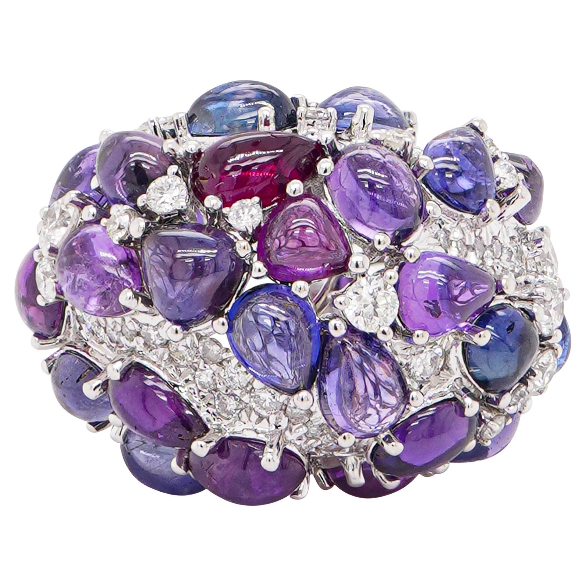 9.81 Carat No Heat 'Nebula' Color Sapphire 18K Candy Designer Ring For Sale