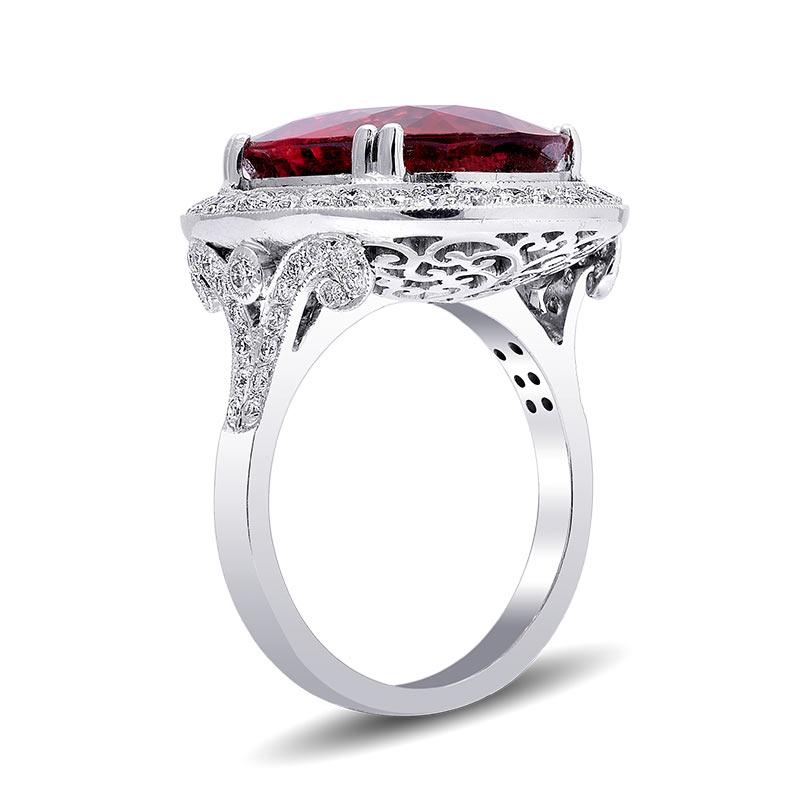 Mixed Cut 9.81 Carats Rubellite Diamonds set in 18K White Gold Ring For Sale