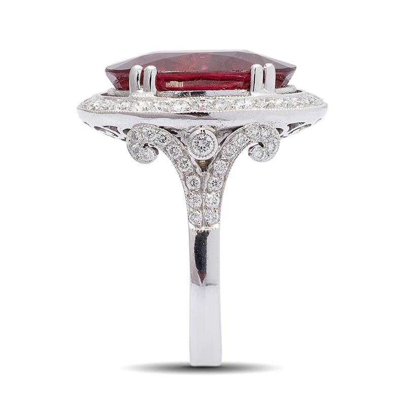 9.81 Carats Rubellite Diamonds set in 18K White Gold Ring In New Condition For Sale In Los Angeles, CA