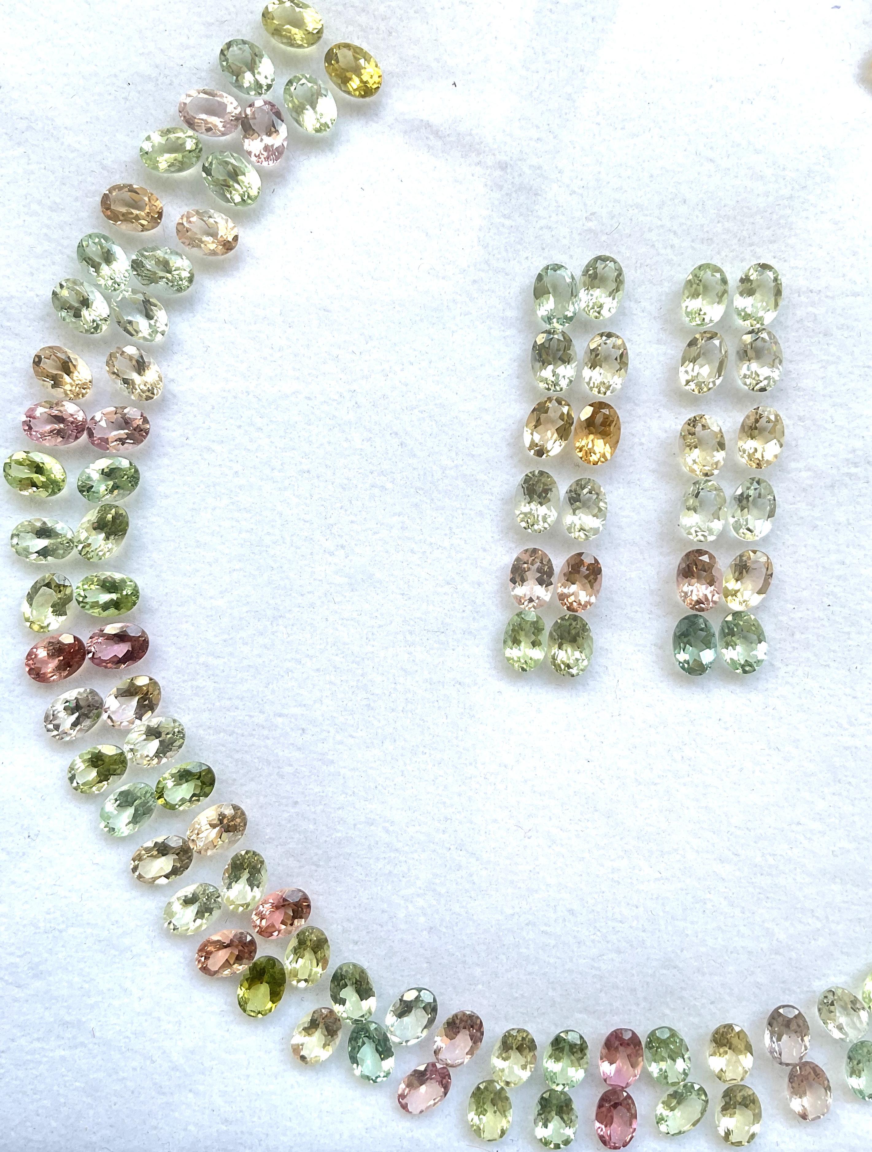 98.15 Carats Oval Tourmaline Layout Suite Faceted Cut Stones Natural Gems In New Condition For Sale In Jaipur, RJ