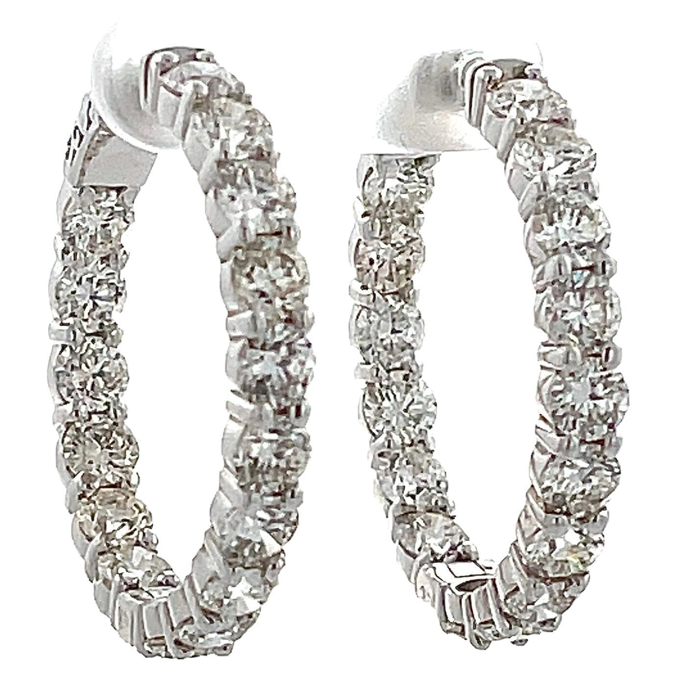 9.81ct Diamond Inside Outside Hoop Earrings 