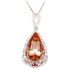Halskette mit Anhänger aus Roségold mit 9,82 Karat Morganit und Diamant